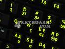 Black Greek - English Non-Transparent Keyboard Stickers Glowing Yellow (OEM)